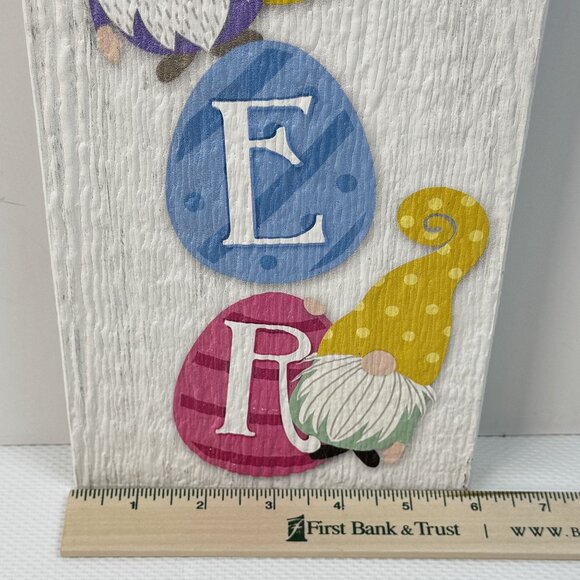 Happy Easter Egg and Gnome Stand-Out Vertical Sign Hanging Rope Siding Board 24" - Picture 6 of 6